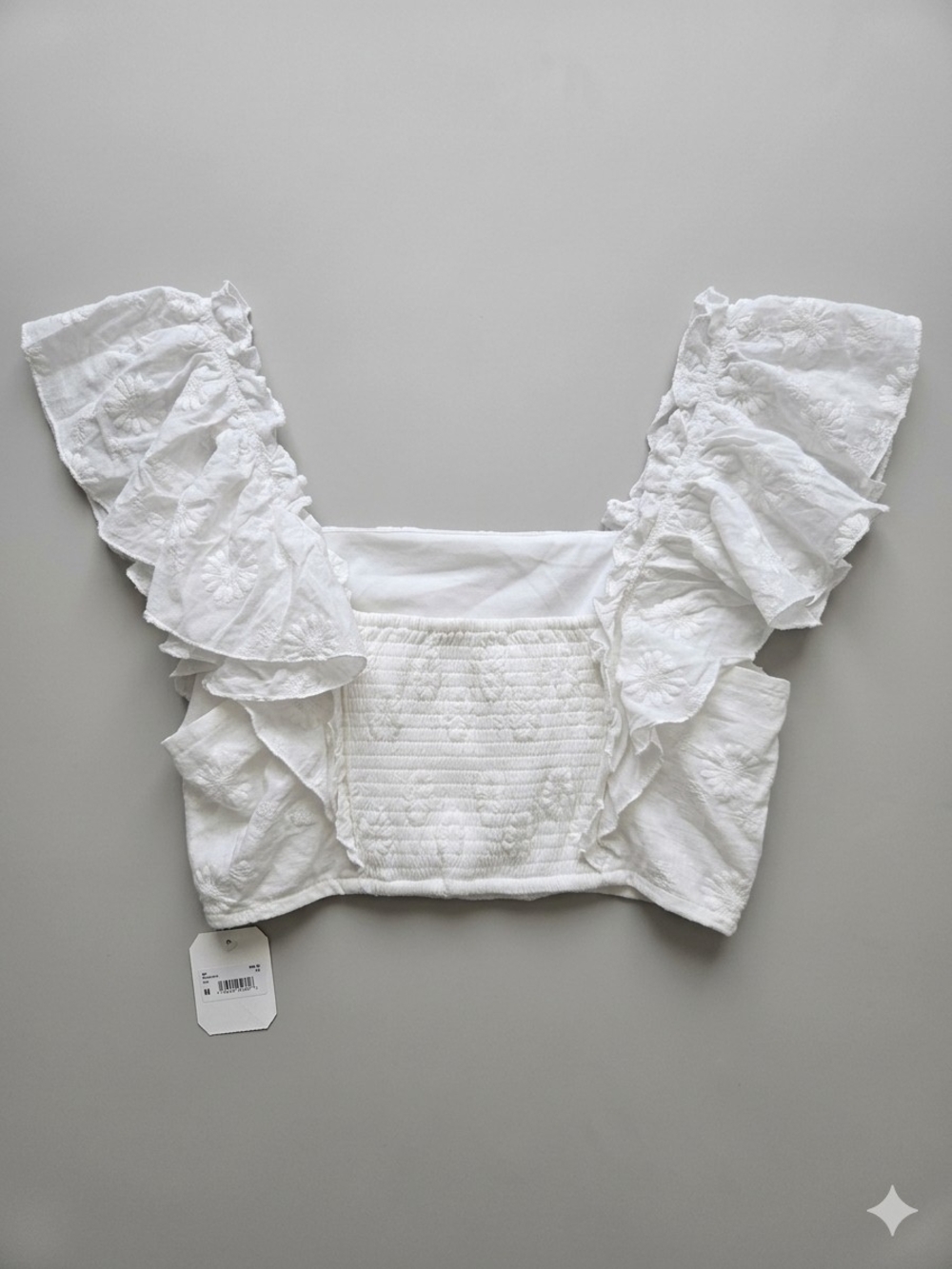 Altar'd State White Sunflower Ruffle Sleeve Crop Top Size XL NWT - Picture 3 of 9